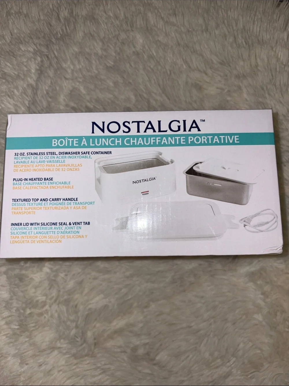Nostalgia White Portable Heated Lunch Box